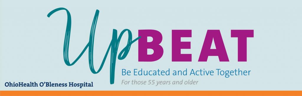The logo for UpBeat, which reads Upbeat: be educated and active