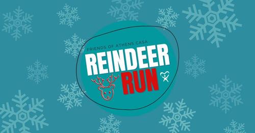 A promotional image for CASA's Reindeer Run, featuring the text reading the name of the event.