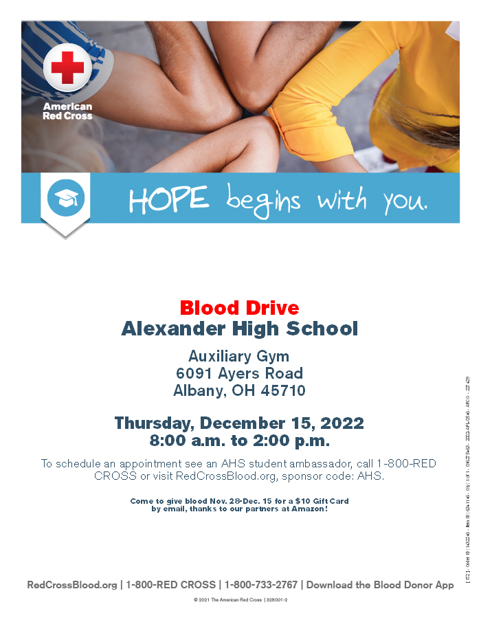 An image of a flyer for the Alexander Blood Drive.