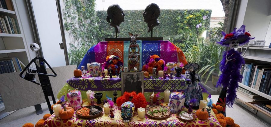 An altar for Gabriel Garcia Marquez and his wife Mercedes Barcha is set up in the studio of their home in Mexico City on Oct. 27, 2021.