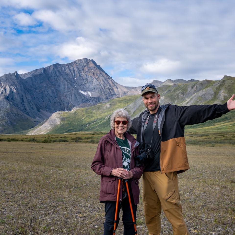 "Grandma" Joy Ryan and her grandson Brad Ryan pose during one of their trips to Alaska's National Parks.