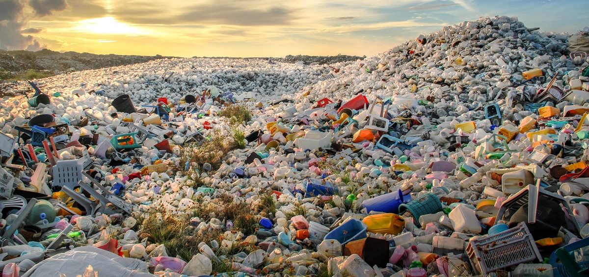 plastic bottles and other types of plastic waste at the Thilafushi waste disposal site