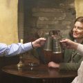 "All Creatures Great and Small" Season 3 Characters toasting at pub table