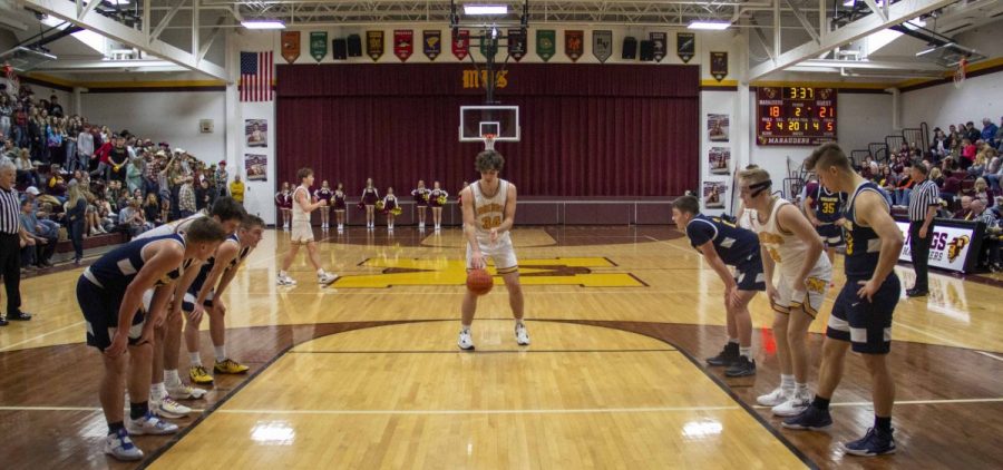 Meigs Sophomore Jake Martin takes a free throw against the Wellston Golden Rockets