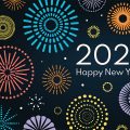Bright flowers surrounding the words 2023 Happy New Year