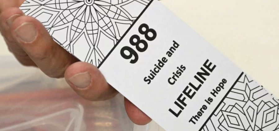 A flier for the 988 suicide hotline