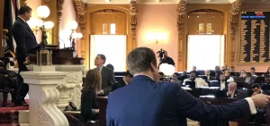 Rep. Derek Merrin (R-Monclova) raises an objection to House Speaker Jason Stephens (R-Kitts Hill) who refused to hear a motion from a fellow House Republican lawmaker on January 24, 2023.