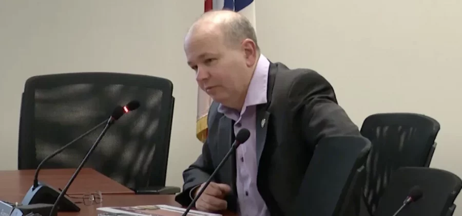 Sen. Andy Brenner (R-Delaware) tells the Ohio State School Board about his intention to introduce a bill that would strip power away from them at their January 2023 meeting.