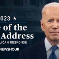 Close up of President Biden in front of Whitehouse with State of the Union graphic
