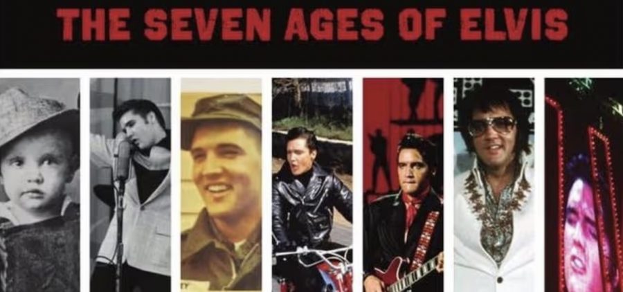 seven ictures of Elvis Presley over different stages of his life