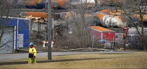 The cleanup of portions of a Norfolk Southern freight train that derailed Friday night in East Palestine, Ohio, continues