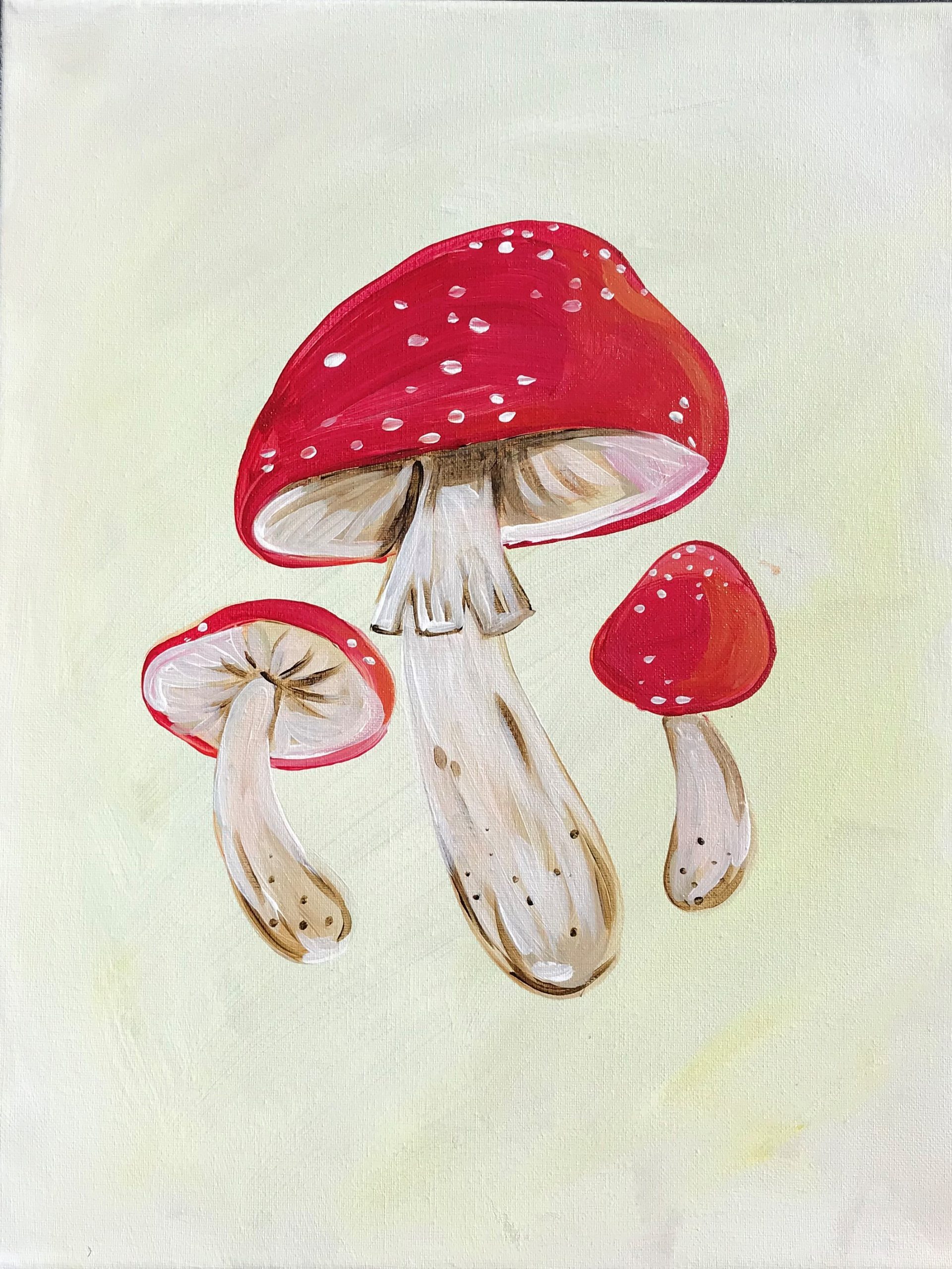An image of a painting of mushrooms.
