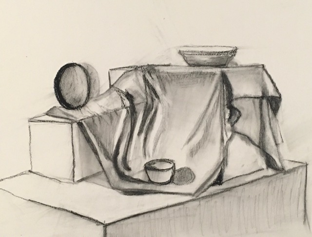 A picture of a still life done in pencil.