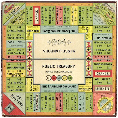 The board game "The Landlord," similar to Monopoly