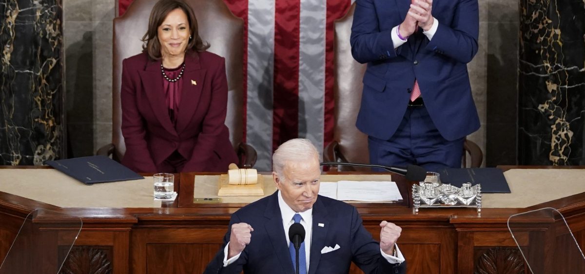 Vice President Kamala Harris and Speaker of the House Kevin McCarthy of Calif., listen as President Joe Biden delivers his State of the Union address to a joint session of Congress at the Capitol, Tuesday, Feb. 7, 2023