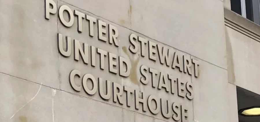 The sign outside the Potter Stewart United States Courthouse