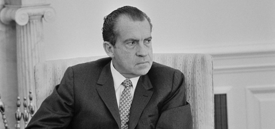 November 15, 1969. Close-up portrait of President Nixon talking.