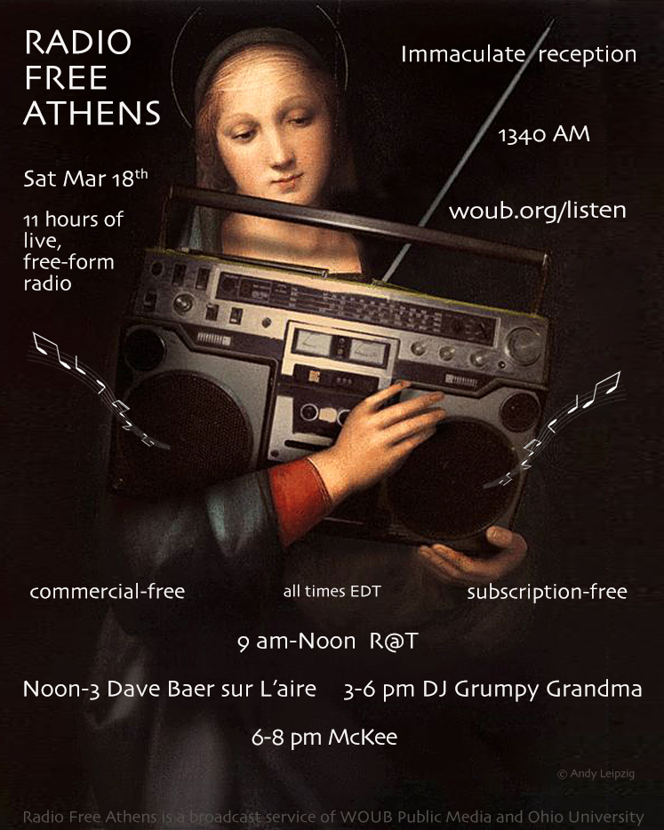 An image detailing the Radio Free Athens line up for March 18