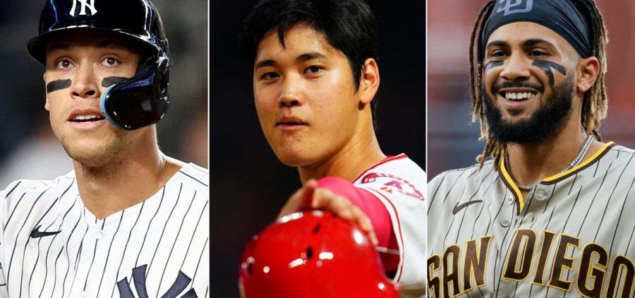 Aaron Judge of the Yankees, Shohei Ohtani of the Angels and Fernando Tatís Jr. of the Padres in a photo collage