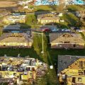 An aerial view of neighborhood in Rolling Fork, Miss., destroyed by Friday night's tornado.