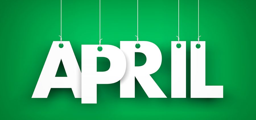 April spelled out on green background