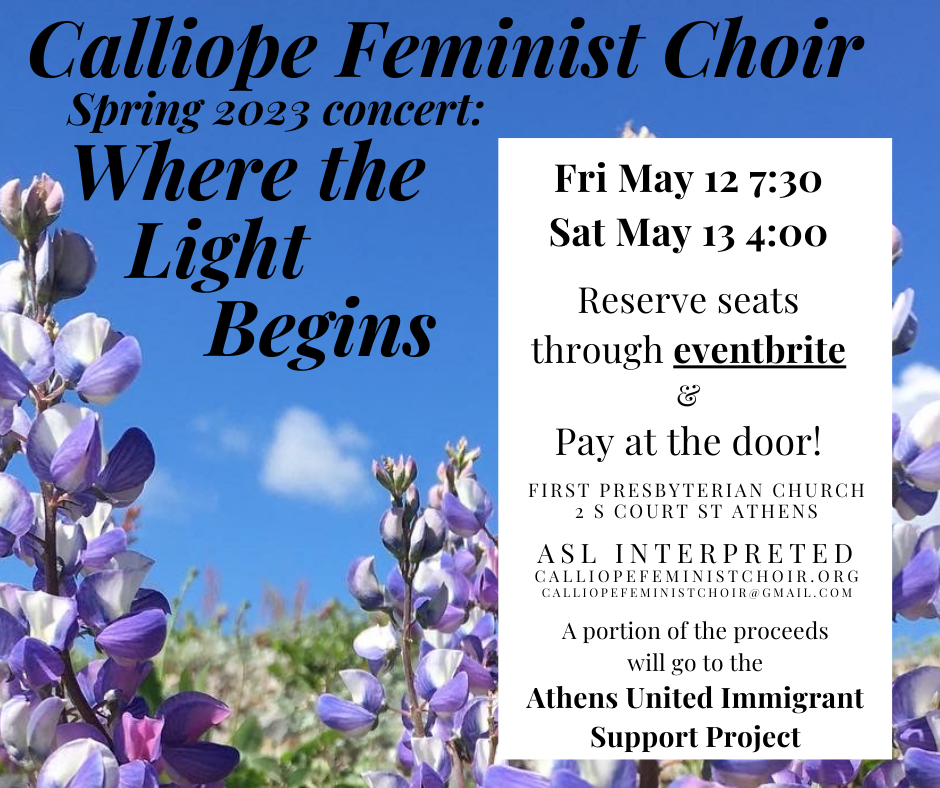 A flyer for the Calliope Feminist Choir