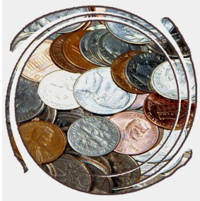 An image of coins all together in a pile.