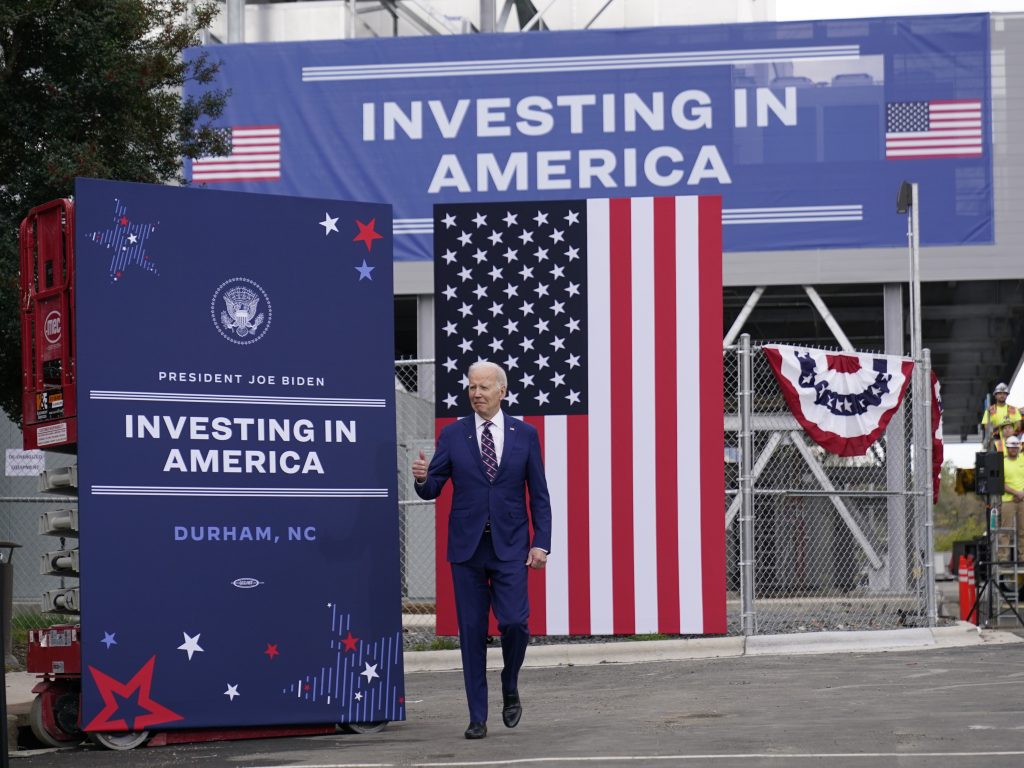President Biden toured semiconductor manufacturer Wolfspeed Inc. in Durham, N.C., on March 28, 2023 — one of many places where he has touted his industrial policy strategy.