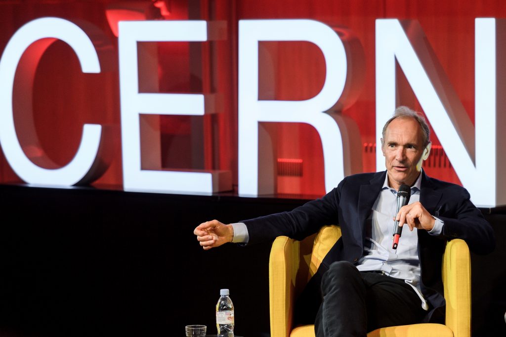 World Wide Web inventor Tim Berners-Lee takes part in an event marking the 30 years of World Wide Web at the CERN in Meyrin near Geneva. 