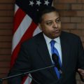 Dr. Rahul Gupta, director of the White House Office of National Drug Control Policy, speaks at a press conference at the Superior Council of the Judiciary in Bogota, Colombia