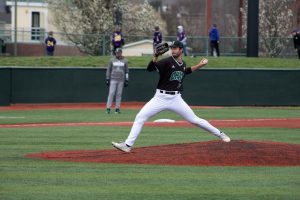 Jacob Tate pitches the ball against Eastern Michigan