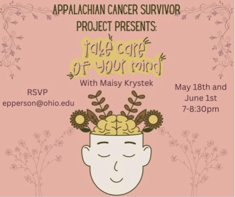 A logo for the Applachian Cancer Survivors project picturing a head with plants coming out of it.