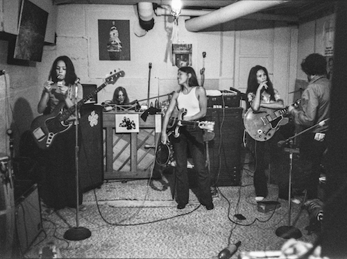 fenale band practicing in the basement - 1969