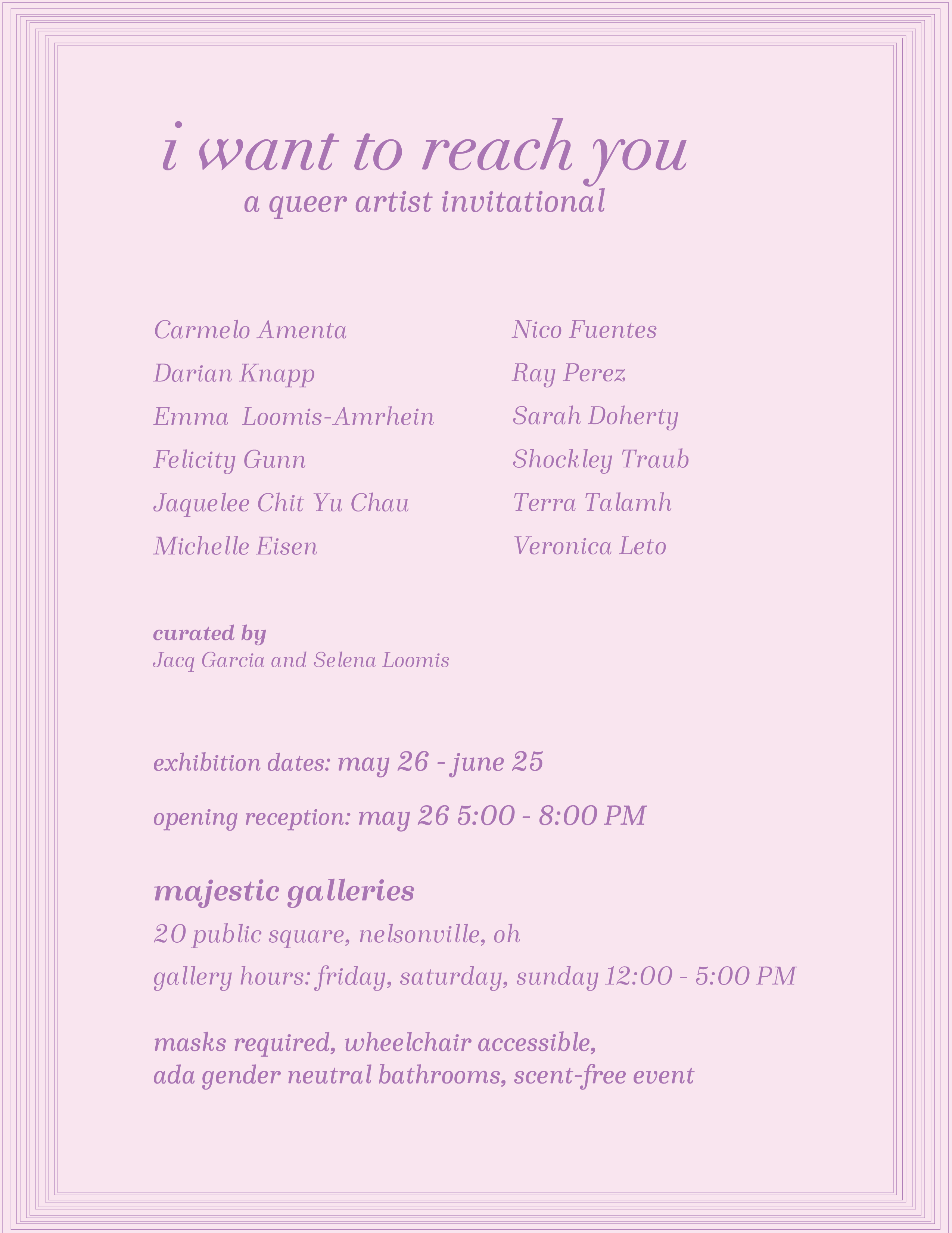 A flyer for the 'I Want to Reach You' exhibition