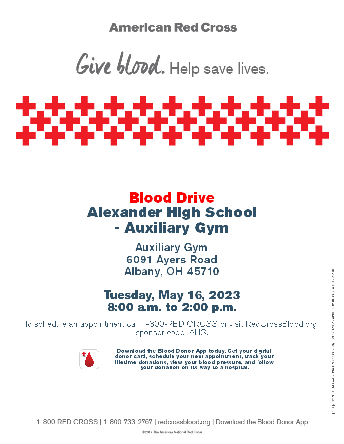 A flyer for a blood drive.