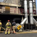 Firefighters from Madison Township in Franklin County prepare to train on battling a blaze inside a structure on the campus of the State Fire Marshal in Reynoldsburg east of Columbus.