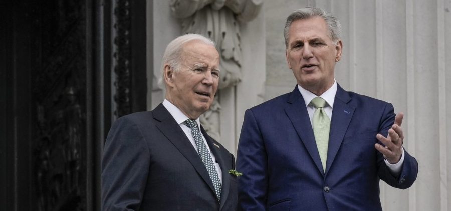 President Biden and House Speaker Kevin McCarthy, seen here speaking at the U.S. Capitol on March 17