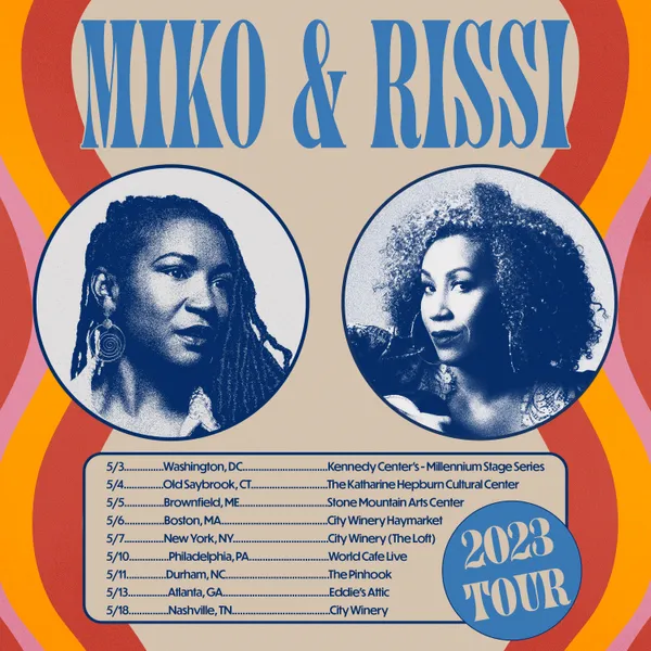 A promotional graphic for Miko Marks and Rissi Palmer's upcoming musical performances together.