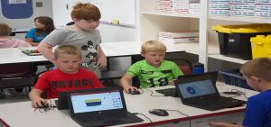 Students at Coolville Elementary School's Summer STEM Camp developing 3D models for 3D printing.