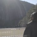 Derrica Williams staring up at Stone Mountain