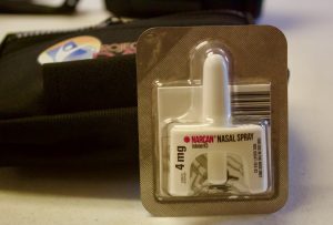 Narcan nasal spray, which delivers an antidote for opioid overdoses.
