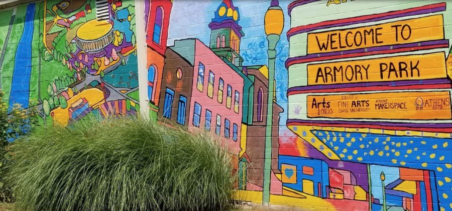 A photograph of a colorful outdoor mural in Athens, OH.