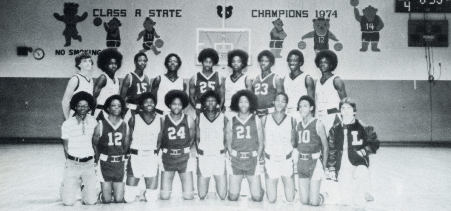 Mississippi’s Leland High School basketball team in the 1979 yearbook. Douglas Blackmon is far left on the back row.