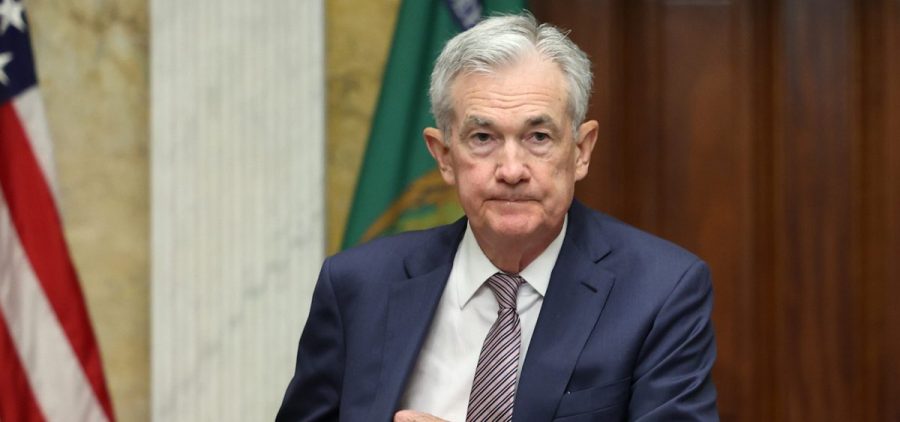 Federal Reserve Chair Jerome Powell arrives for a meeting of financial regulators in Washington, D.C., on July 28, 2023.