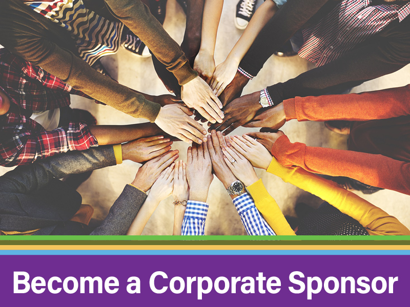 nine pairs of arms and hands coming together in the middle. Web button to learn more about corporate support of WOUB services