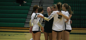 Girls' high school volleyball: Athens Bulldogs celebrate a point victory on the court
