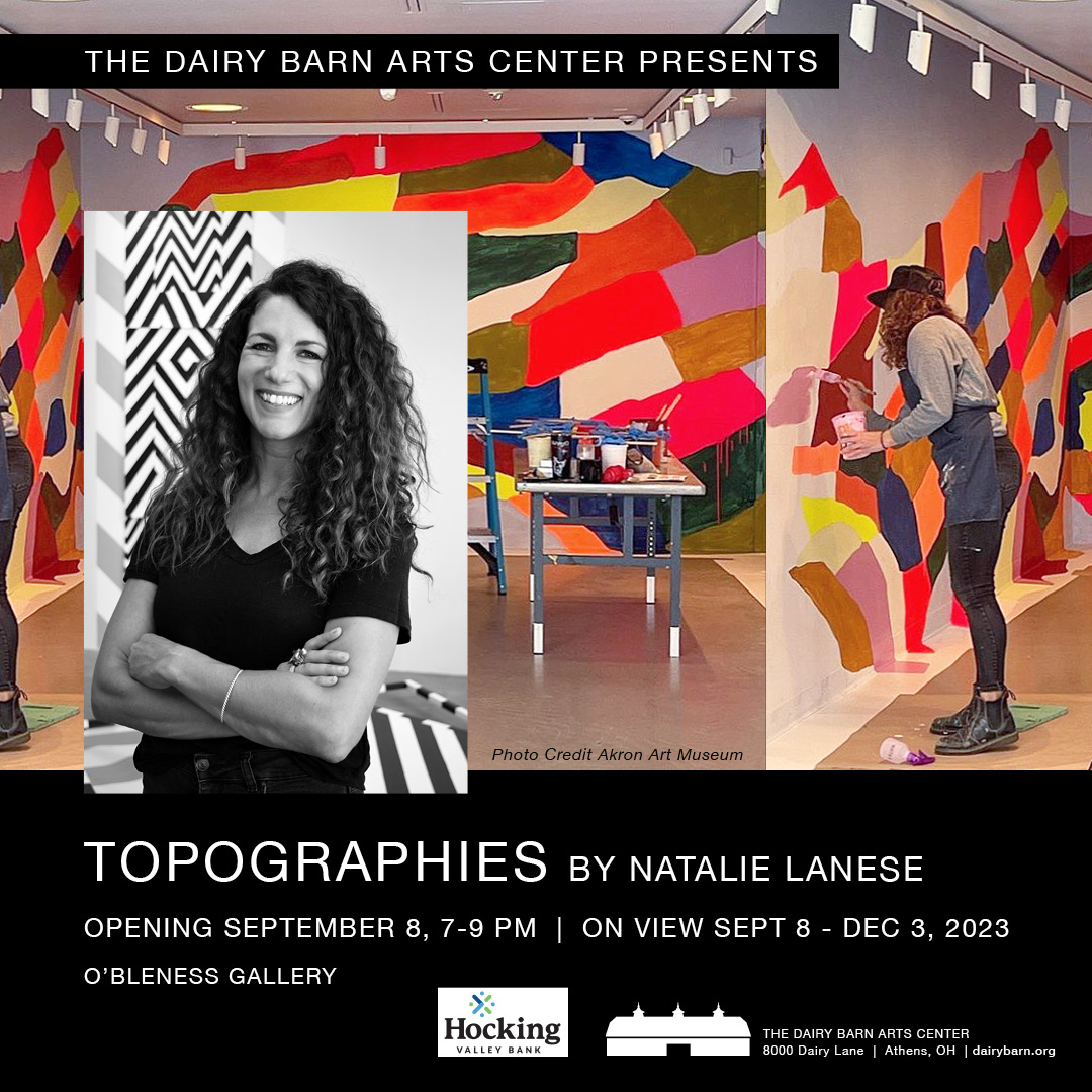A flyer for Natalie Lanese's upcoming exhibition at the Dairy Barn Arts Center.