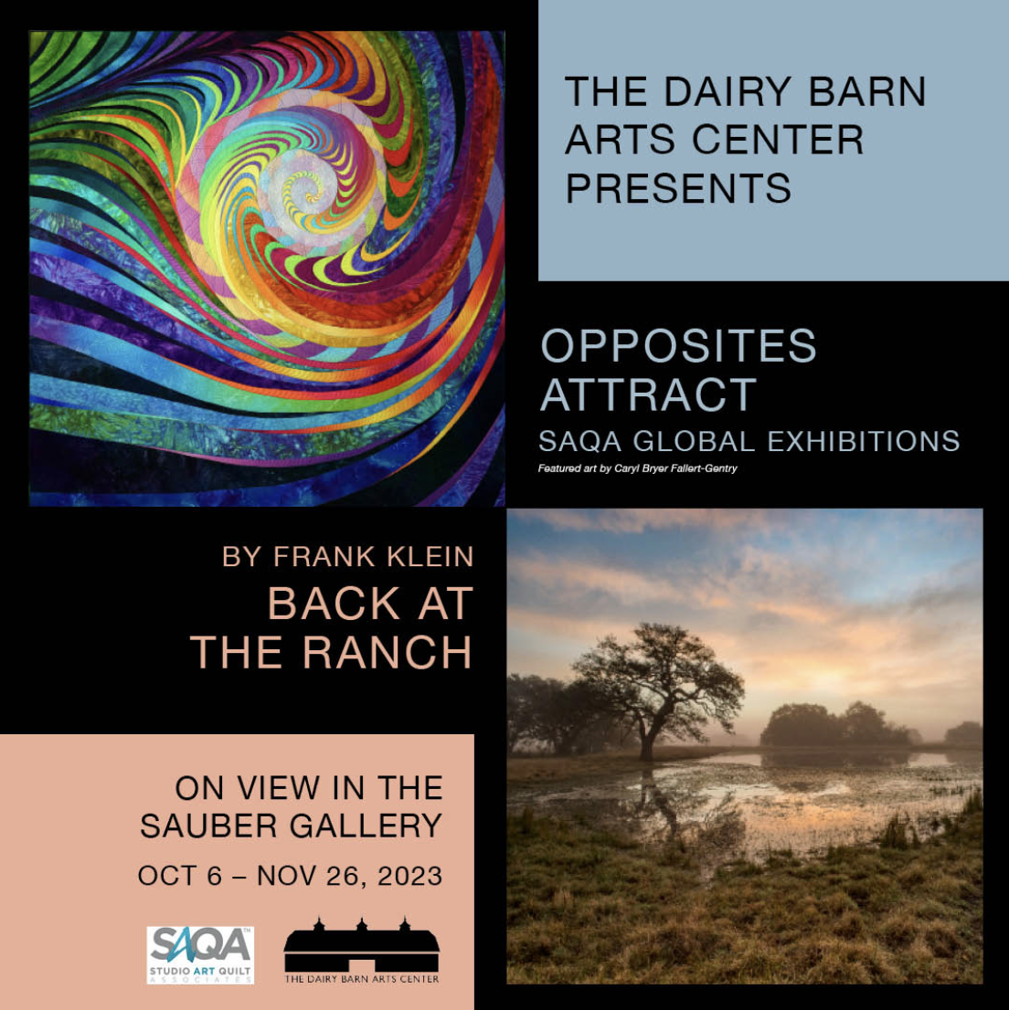 A flyer for an exhibition at the Dairy Barn Arts Center entitled Opposites Attract