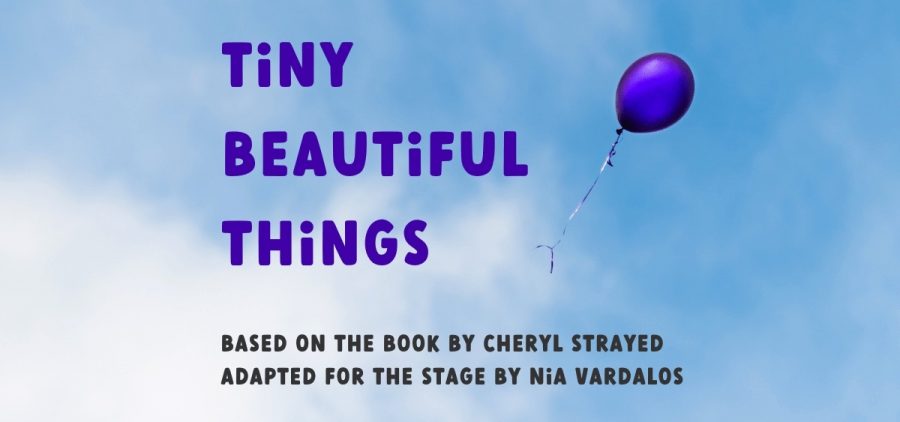 Text reading 'Tiny Beautiful Things." The script is in the sky next to a floating balloon.
