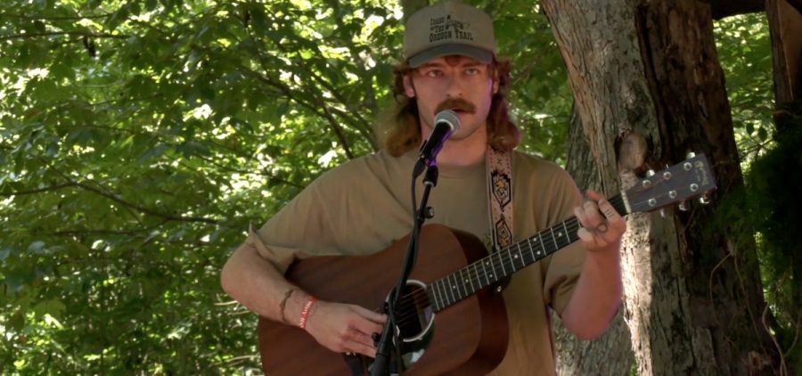 An image of Jay Skaggs performing at the 2023 Nelsonville Music Festival for the Sycamore Sessions.